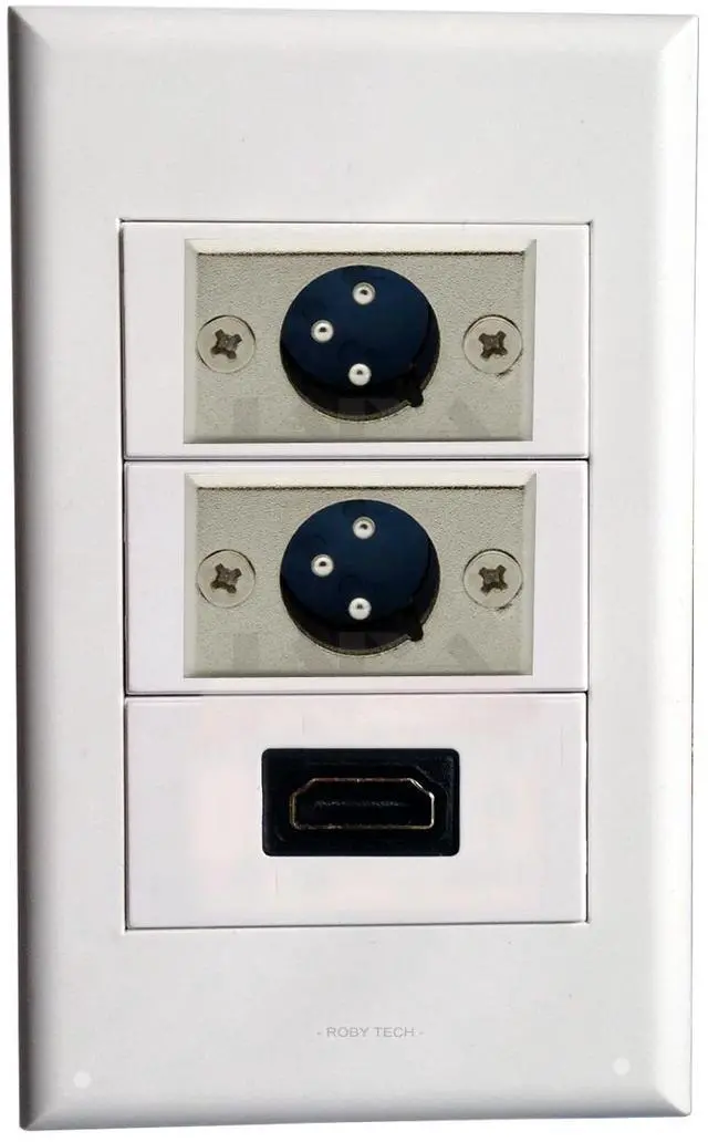 Main image of Wall Plate with 2x XLR Male + HDMI Keystone Modular Audio Jack Connectors Socket White Decorative FacePlates Device Mount Coupler Cover