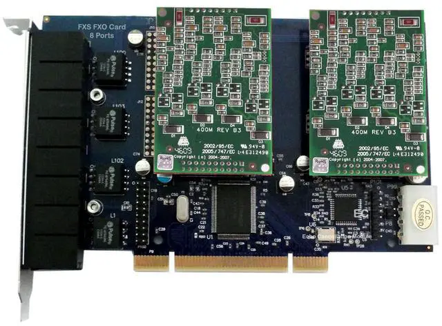 Main image of TDM800P 8 FXS Port Card,Asterisk Dahdi PCI Card TDM800 Supports Asterisk Dahdi Issabel,Free PBX for Telephone Phone System FreePBX Solution PCI Interface