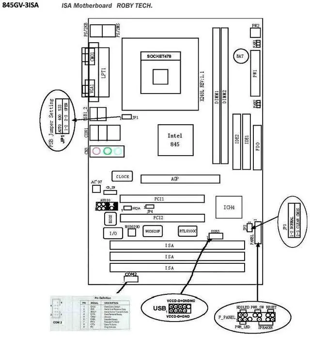 Alt view image 6 of 7 - ISA Motherboard 845GV,ATX Mainboard with ISA PCI Bus Socket 478 For Industrial Computer,Server,CCTV,Firewall ,3*ISA ,2*PCI,845 GV Compatible with Celeron 4 / Pentium 4