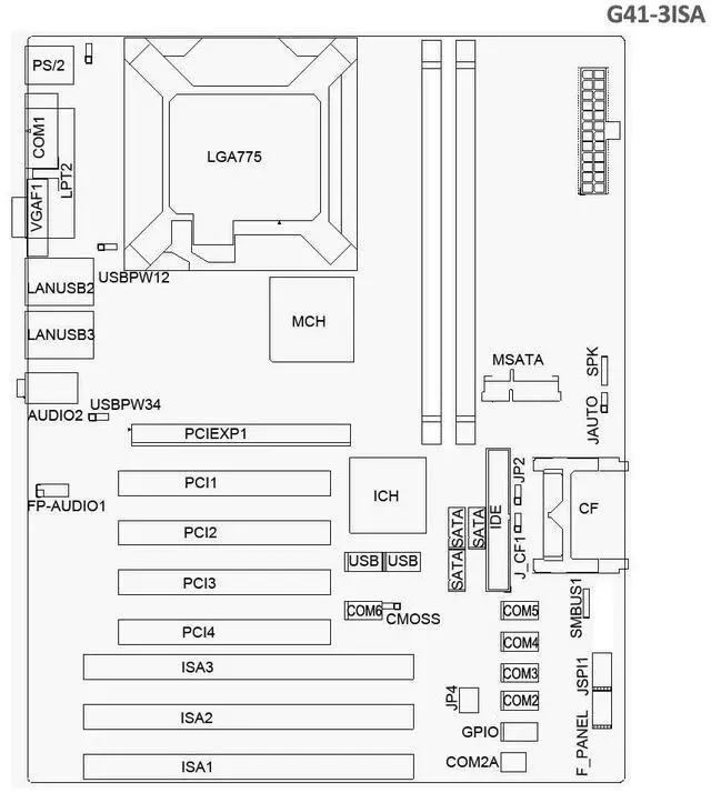 Alt view image 6 of 7 - ATX Motherboard with ISA PCI Slots,G41 ISA Mainboard,Socket LGA775 CPU,2 DDR3 Slots,1 PCIE 16x Slot,2 Ethernet RJ45 Ports,for Industrial Computer Server PC Computer IPC