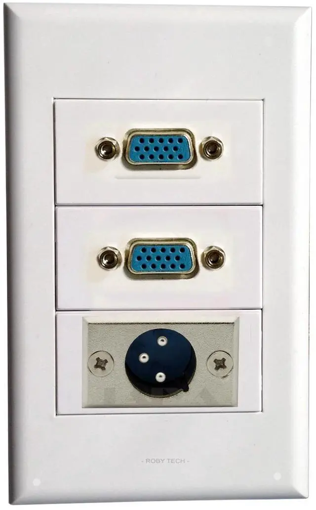 Main image of VGA XLR Wall Plate with 2* VGA + XLR Keystone Modular Audio Displaying Distribution Jack Connectors Display Video Moniter Socket White Decorative FacePlates Device Coupler Cover (2.83"x4.65")