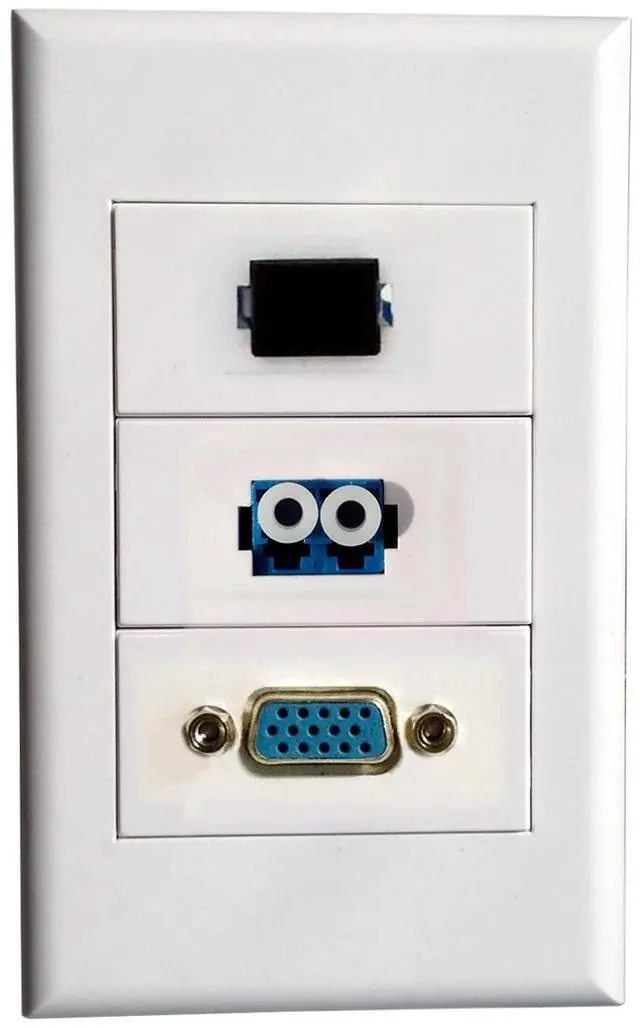 Main image of SC LC Fiber Optic Wall Plate with SC Simplex+LC Duplex + VGA Modules,For Cable Management Cabling System Service,Fiber Optic Keystone Connectors Wall Mount Faceplate Cover (2.83"x4.65")