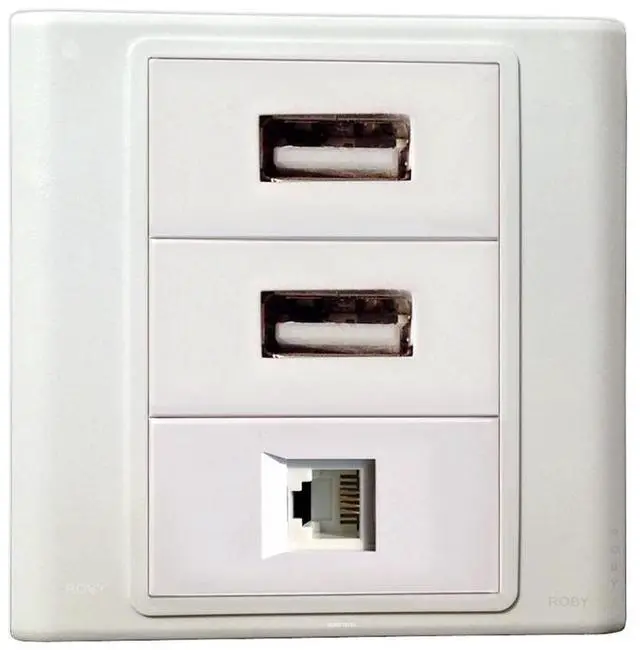 Main image of USB RJ11 Wall Plate with 2* USB Connector + RJ-11 Keystone Modular Cat3 Phone Line Distribution White Decorative FacePlates RJ11 Phone Cord Port Modules For Cable Management Cabling (3.39"x3.39")