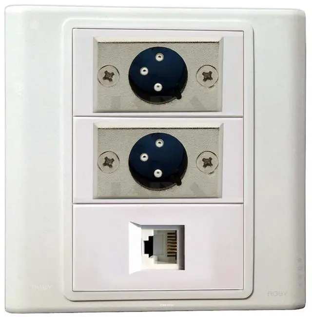Main image of XLR RJ11 Wall Plate with 2* XLR + RJ-11 Keystone Modular Audio Microphone For Cable Management Cabling System Decorative FacePlates Device Mount Coupler Cover (3.39"x3.39")