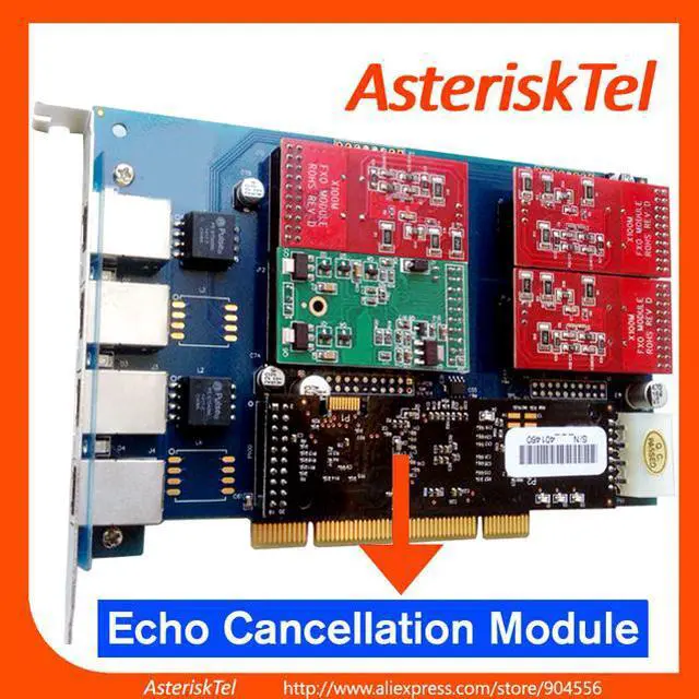 Main image of Asterisk Card TDM410P with 3 FXO + 1 FXS modules,with Echo Cancellation module ,PCI Interface,Supports Asterisk FreePBX Elastix 4.0 Dahdi For SIP Phone System