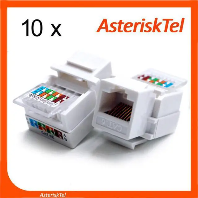 Main image of 10PCS Cat6 Keystone Plug Wall Jack,RJ45 Module,Cat6 Network Coupler Keystone Jack, No Punch Down Tool Required