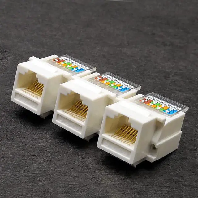 Alt view image 4 of 5 - 10PCS Cat6 Keystone Plug Wall Jack,RJ45 Module,Cat6 Network Coupler Keystone Jack, No Punch Down Tool Required