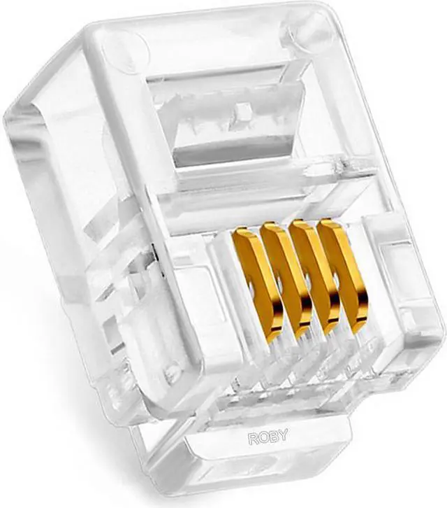 Alt view image 3 of 4 - 100pcs Telephone Connector End CAT3 Phone RJ11 6P4C Modular Plug Telephone Line Adapter Telephony Wire Jack