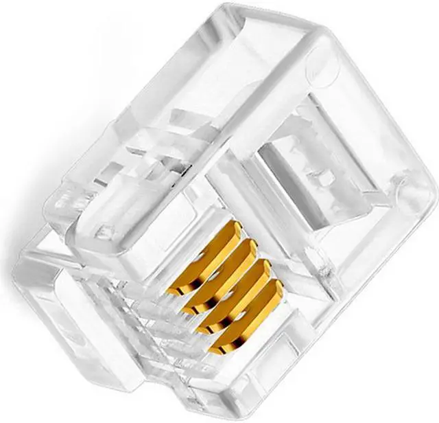 Alt view image 2 of 4 - 100pcs Telephone Connector End CAT3 Phone RJ11 6P4C Modular Plug Telephone Line Adapter Telephony Wire Jack