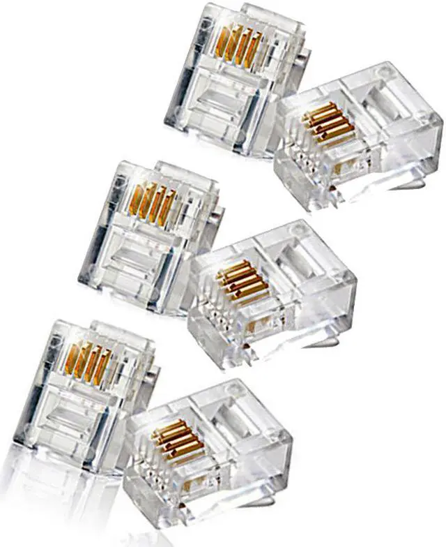 Alt view image 4 of 4 - 100pcs Telephone Connector End CAT3 Phone RJ11 6P4C Modular Plug Telephone Line Adapter Telephony Wire Jack