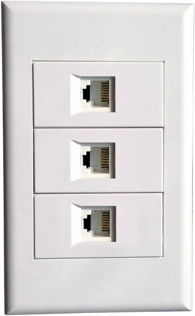 Main image of Wall Faceplate with 3 RJ11 Ports,Telephone Keystone Cat3 Module White Wall Mount Plate Panel Type#118