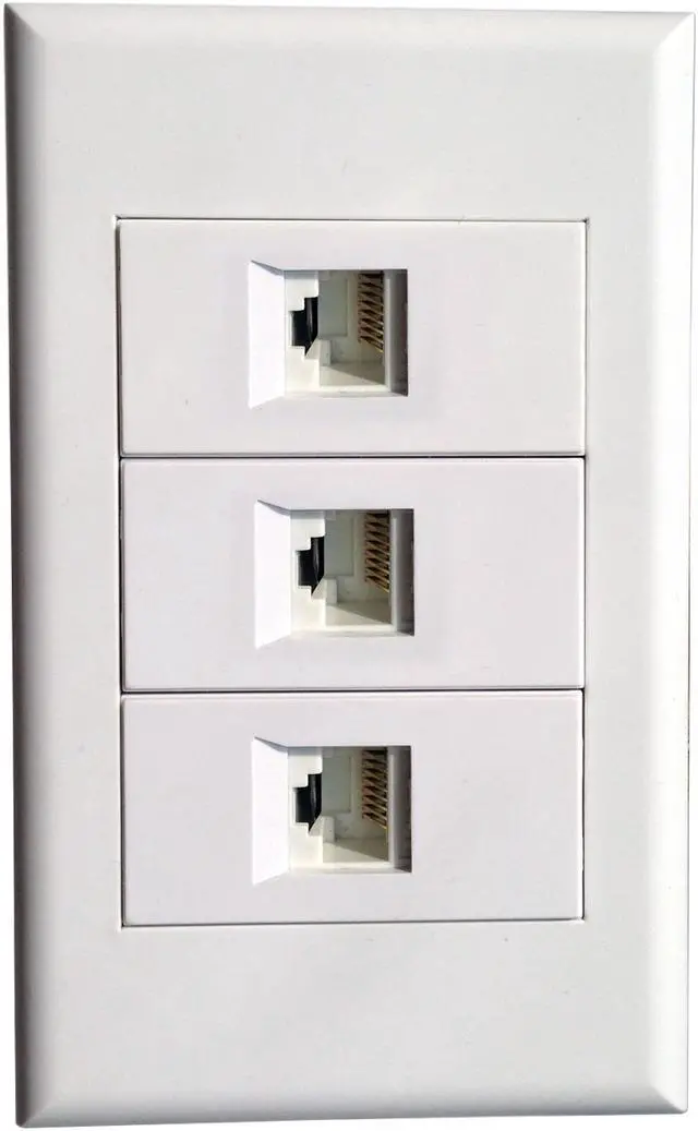 Main image of Wall Faceplate with 3 RJ45 Ports,Ethernet Keystone Cat5 Cat5e Cat6 Module White Wall Mount Plate Panel Type#118