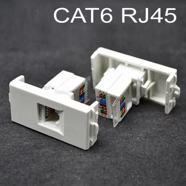 Alt view image 4 of 4 - Wall Faceplate with 3 RJ45 Ports,Ethernet Keystone Cat5 Cat5e Cat6 Module White Wall Mount Plate Panel Type#118