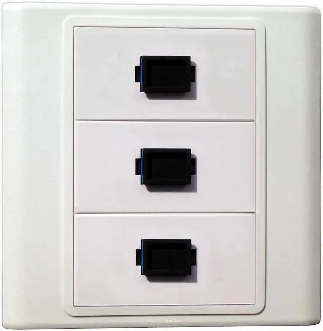 Main image of 3 SC Simplex Connectors Information Wall Plate Cover Wall Mount Faceplate Socket Plug Fiber Optic Port