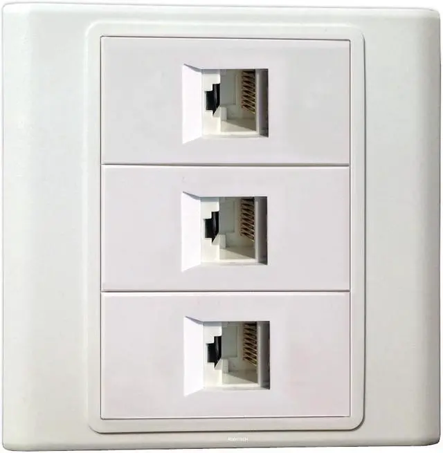 Main image of 3 RJ45 Cat5e Cat6 Network Ethernet Keystone Modules Information Wall Plate Cover Wall Mount Faceplate Socket Plug Port