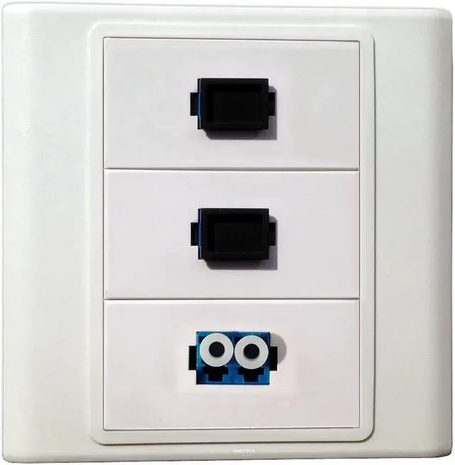 Main image of 2 SC Simplex + LC Duplex Fiber Optic Keystone Modules Multimedia Information Wall Plate Cover Wall Mount Faceplate Socket Plug Jack