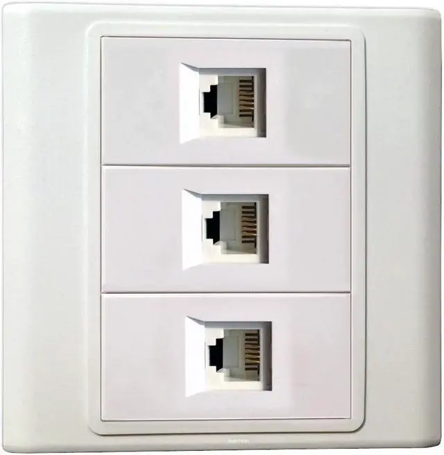 Main image of 3 RJ11 Cat3 PSTN Telephone Keystone Modules Information Wall Plate Cover Wall Mount Faceplate Socket Plug Port