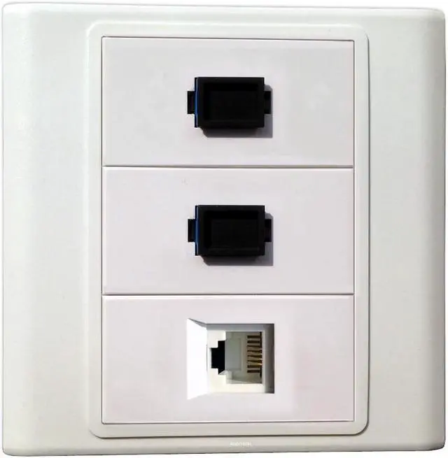 Main image of 2 SC Simplex + RJ11 Fiber Optic Keystone Modules Multimedia Information Wall Plate Cover Wall Mount Faceplate Socket Plug Jack