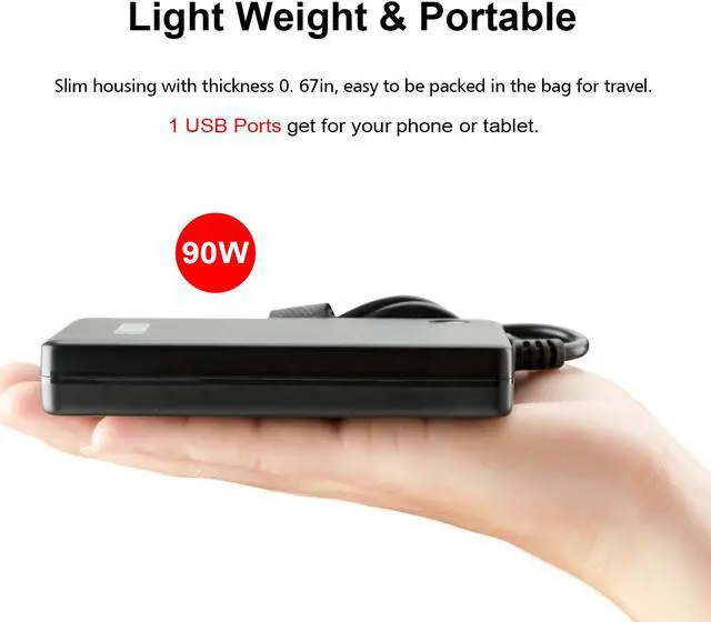 Alt view image 2 of 7 - 90 Watt Ultra Slim Universal Laptop Ac Adapter Notebook Power Supply with 12 Multiple DC Tips Fit for HP DELLL Lenovo Thinkpad Sony Compaq Asus Acer Toshiba Samsung Etc