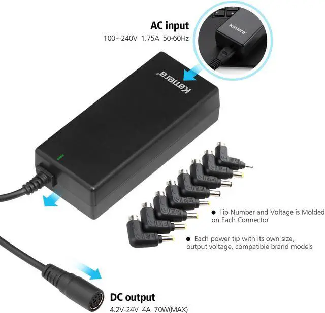 Alt view image 2 of 7 - Kamera 70W Universal AC Laptop Power Charger Adapter Cord for HP DELL Toshiba Acer Asus Lenovo IBM Compaq Sony Samsung Gateway Fujitsu Supply 16 Different DC Connector Tips