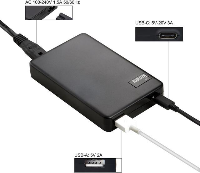 Alt view image 3 of 7 - Laptop USB C Type-C Charger  60W  Notebook Power adapter AC Charger for Macbook Pro, HP ChromeBook Pixel, Razer Blade Stealth