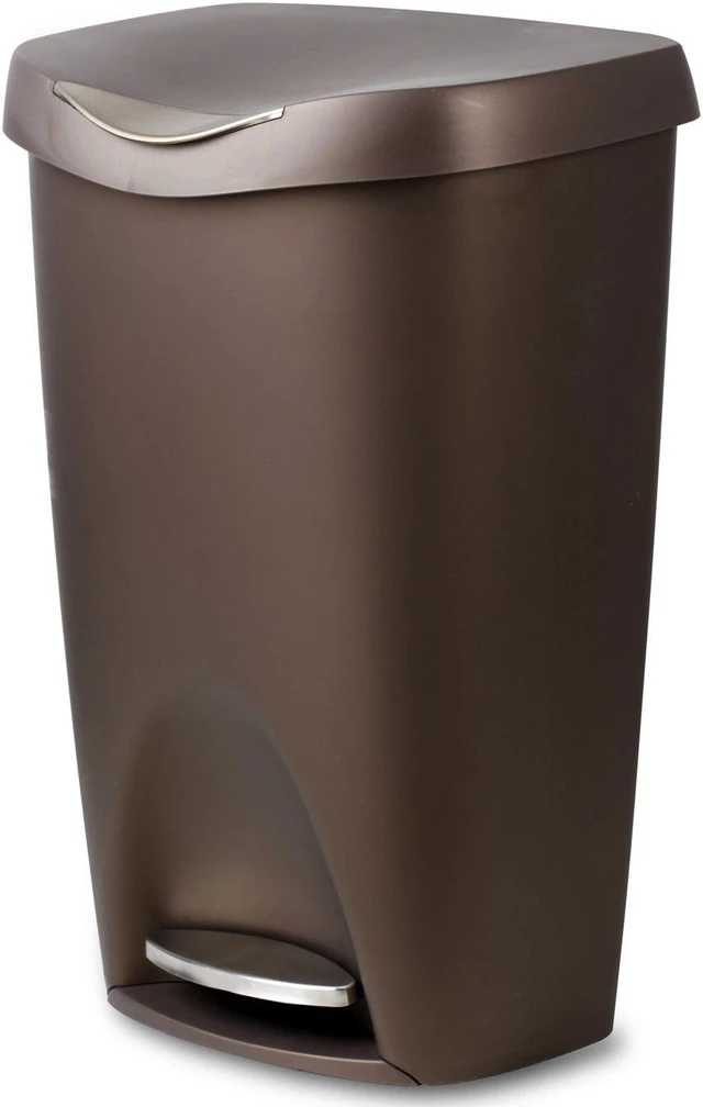 Main image of Umbra 084200-125 Brim 13-Gallon Step Waste Can, Bronze