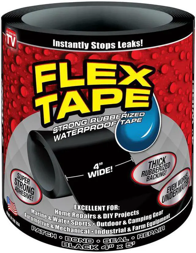 Main image of Flex Seal TFSBLKR0405 Waterproof Repair Tape, Black, 4" x 5'
