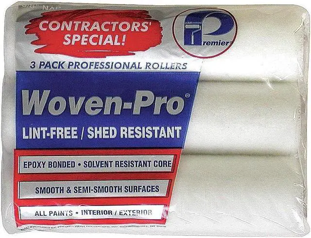 Alt view image 3 of 3 - PREMIER 3LF38 9" Paint Roller Cover, 3/8" Nap, Woven Fabric, 3 PK