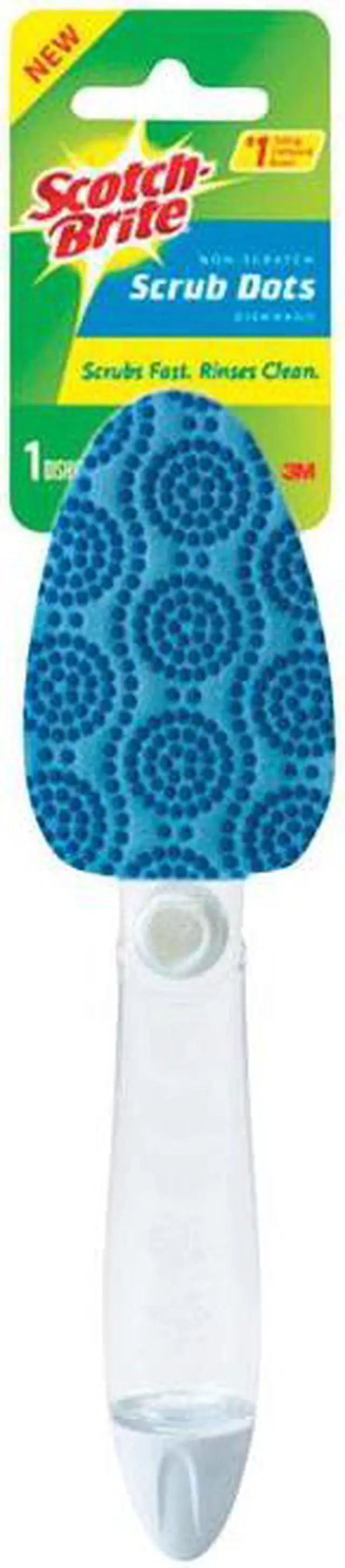 Alt view image 2 of 9 - Scotch-Brite Scrub Dots Non-Scratch Dishwand 2 1/2" x 11 2/5" Light Blue/Dark