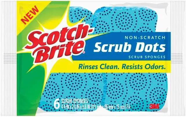 Alt view image 2 of 2 - Scotch-Brite Scrub Dots Non-Scratch Scrub Sponges, Blue, 6pk, 4 Pks/Ct