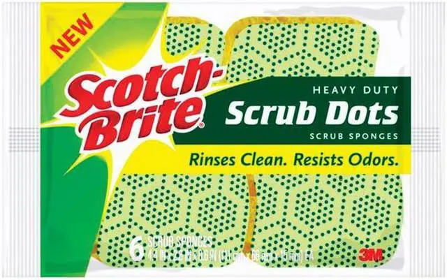 Main image of Scotch-Brite 30306-4 Scrub Dots Heavy Duty Scrub Sponge, Fiber