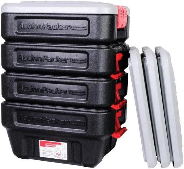 Alt view image 3 of 4 - Rubbermaid ActionPacker 8 Gal. Black Storage Tote RMAP080000