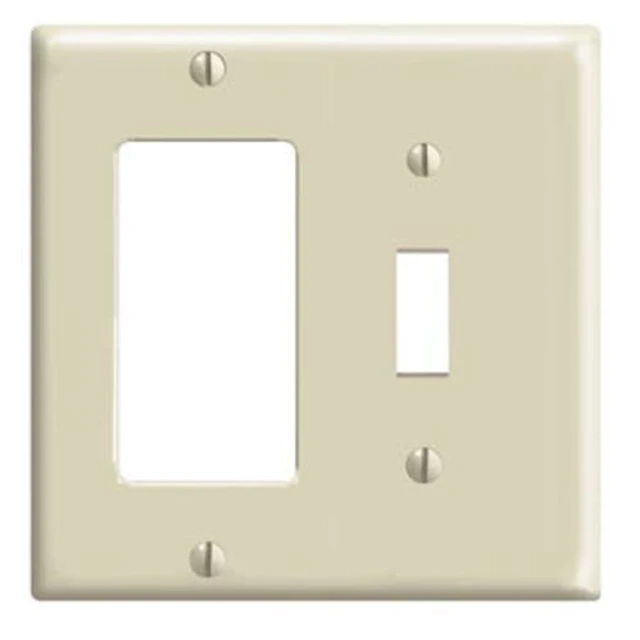 Alt view image 5 of 6 - Leviton 80405-I Ivory Two Gang Combination Toggle Switch Decora Wall Plate