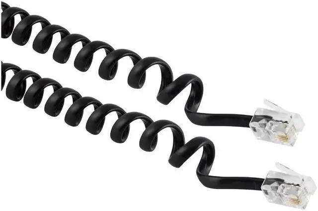 Alt view image 2 of 6 - Coiled Telephone Cord Plug/Plug 25 ft Black 7613999986139