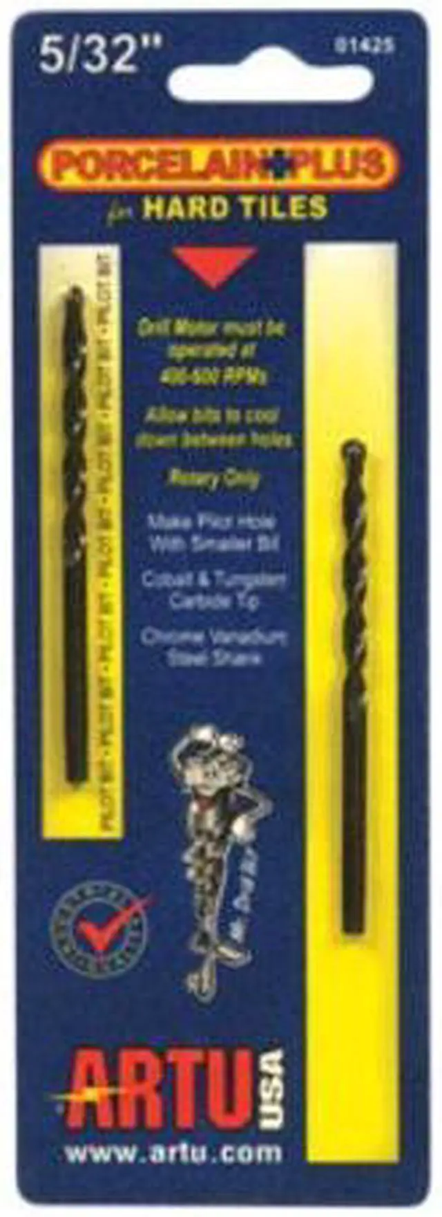 Alt view image 3 of 10 - ARTU 5/32 In. x 3-1/8 In. Cobalt and Tungsten Carbide Glass & Tile Drill Bit