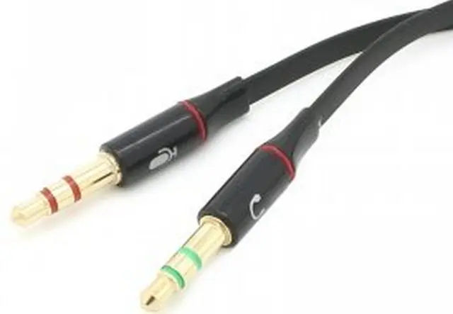 Alt view image 2 of 4 - Black Dual 3.5mm Male to Single Female Headphone Microphone Audio Splitter Cable for Cell Phone & Tablet & Laptop