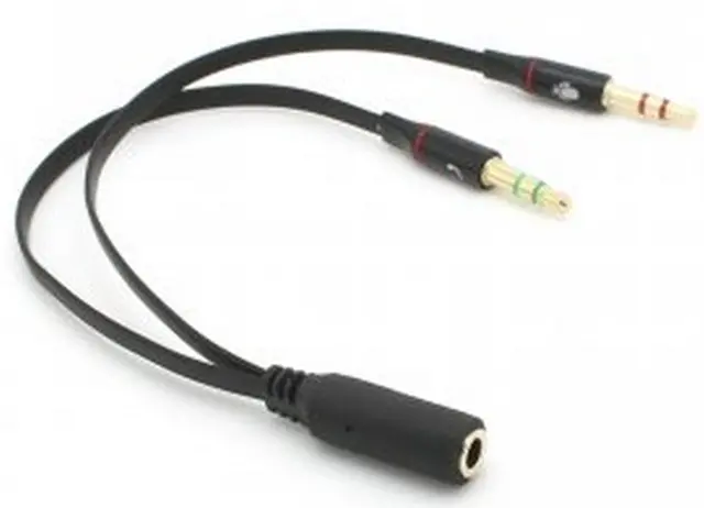 Alt view image 4 of 4 - Black Dual 3.5mm Male to Single Female Headphone Microphone Audio Splitter Cable for Cell Phone & Tablet & Laptop