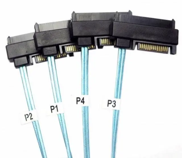 Alt view image 4 of 4 - Internal 36 Pin Mini SAS SFF-8087 Host to 4 SFF-8482 Target SAS Hard Disk and SATA Power Cable 100cm