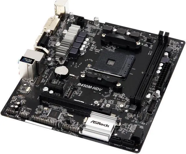 Alt view image 3 of 9 - ASRock B450M-HDV AM4 AMD B450 SATA 6Gb/s USB 3.1 HDMI Micro ATX AMD Motherboard
