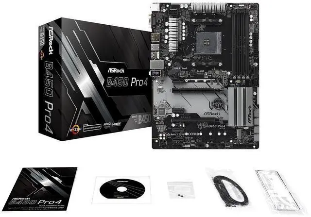 Alt view image 5 of 9 - ASRock B450 PRO4 AM4 AMD B450 SATA 6Gb/s USB 3.1 HDMI ATX AMD Motherboard