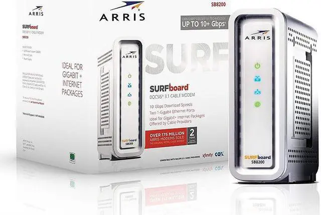 Alt view image 2 of 6 - ARRIS SURFboard SB8200 DOCSIS 3.1 Gigabit Cable Modem, Approved for Cox, Xfinity & others, (white)