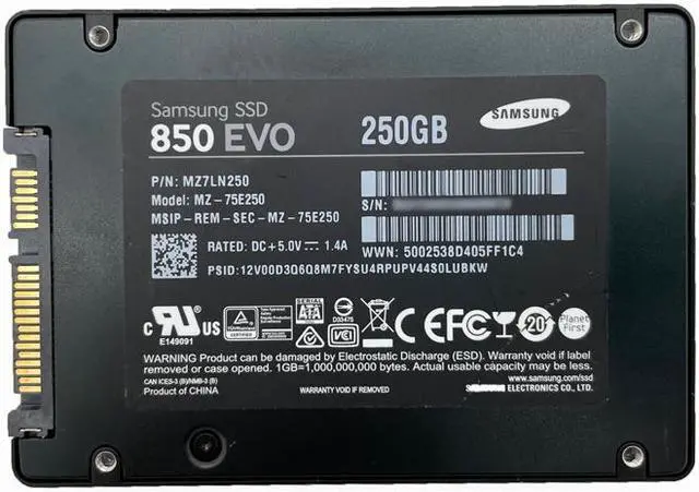 Alt view image 4 of 5 - Samsung 850 EVO Series 250GB SATA 6Gbps SSD Solid State Disk SSD 2.5-inch powered by 3D V-Nand MZ7LN250 MZ-75E250