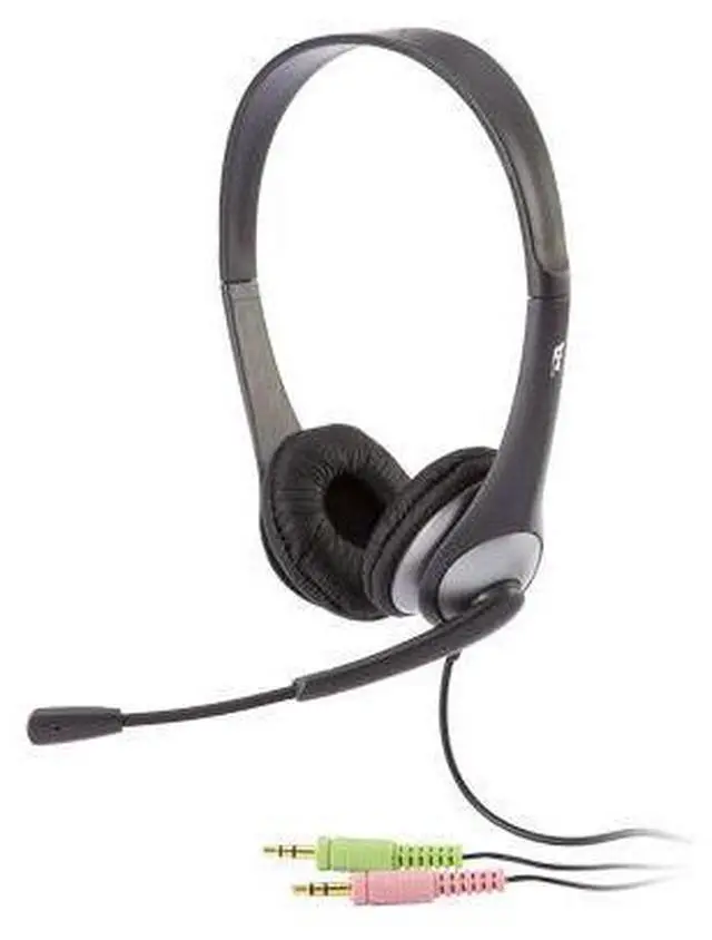 Alt view image 2 of 4 - Cyber Acoustics AC-201 3.5mm Binaural Headset with Boom Mic Microphone
