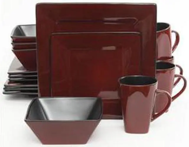 Alt view image 3 of 6 - Gibson Elite Kiesling Stoneware 16-Piece Dinnerware Set, Red 107278.16