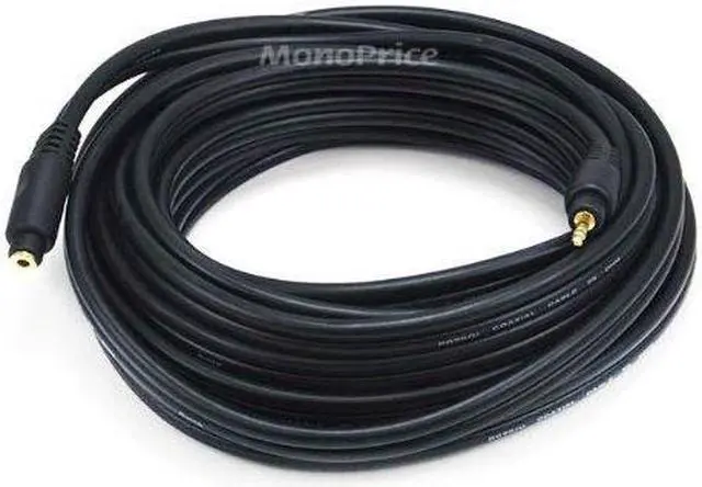 Alt view image 2 of 7 - Monoprice 105591 25-Feet Premium Stereo Male to Stereo Female 22AWG Extension Cable - Black