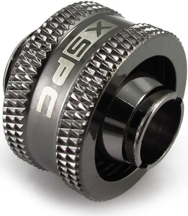 Main image of XSPC G1/4" to 3/8" ID, 1/2" OD Compression Fitting V2 for Soft Tubing, Black Chrome