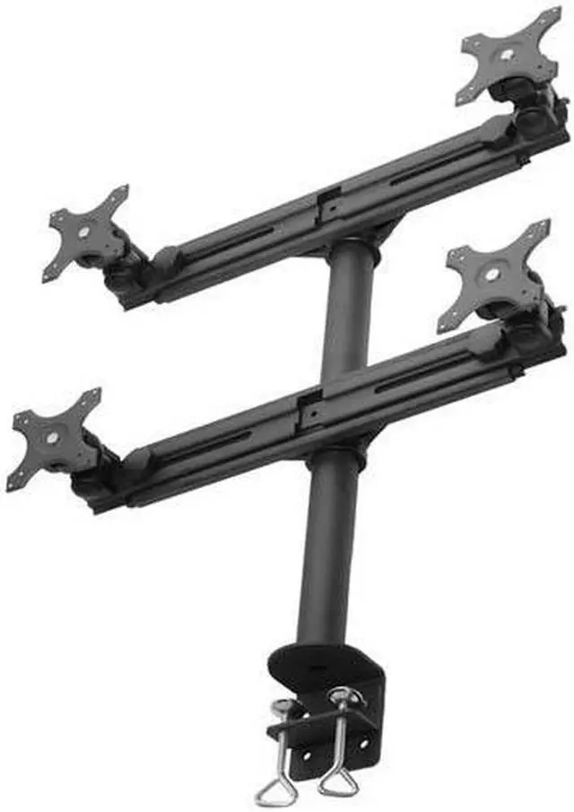 Alt view image 4 of 9 - MonMount Quad Up to 27-Inch Screens Monitor Mount Stand Clamp Style, Black (LCD-2040B)