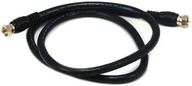 Alt view image 2 of 16 - Monoprice 3ft RG6 (18AWG) 75Ohm, Quad Shield, CL2 Coaxial Cable with F Type Connector - Black