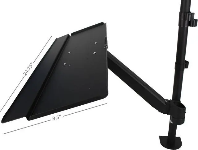 Alt view image 3 of 8 - MonMount SSW001 Adjustable Sit Stand Workstation Gas Spring Keyboard Tray C Clamp Mount, Black