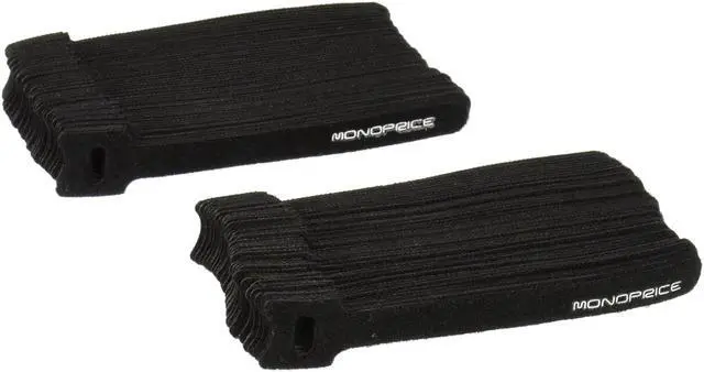 Alt view image 4 of 13 - Monoprice Hook and Loop Fastening Cable Ties, 6in, 100 pcs/pack, Black